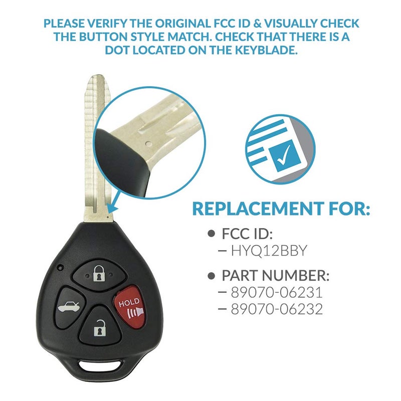 Keyless2Go Replacement for New Keyless Entry Remote Car Key for 2007 2008 2009 2010 Toyota Camry HYQ12BBY - Image 4